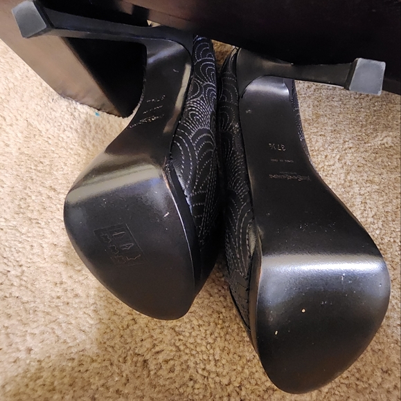 YSL Tribtoo Dark Gray leather Pumps with inlay pattern - Picture 5 of 7